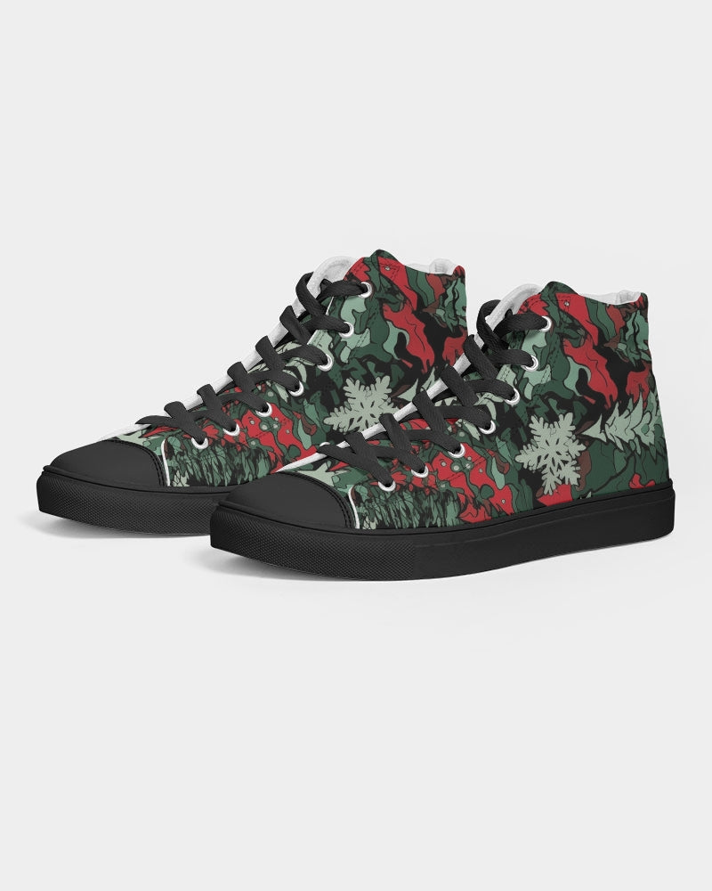 Tis The Seasoning Camo Men's Hightop Canvas Shoe - Black
