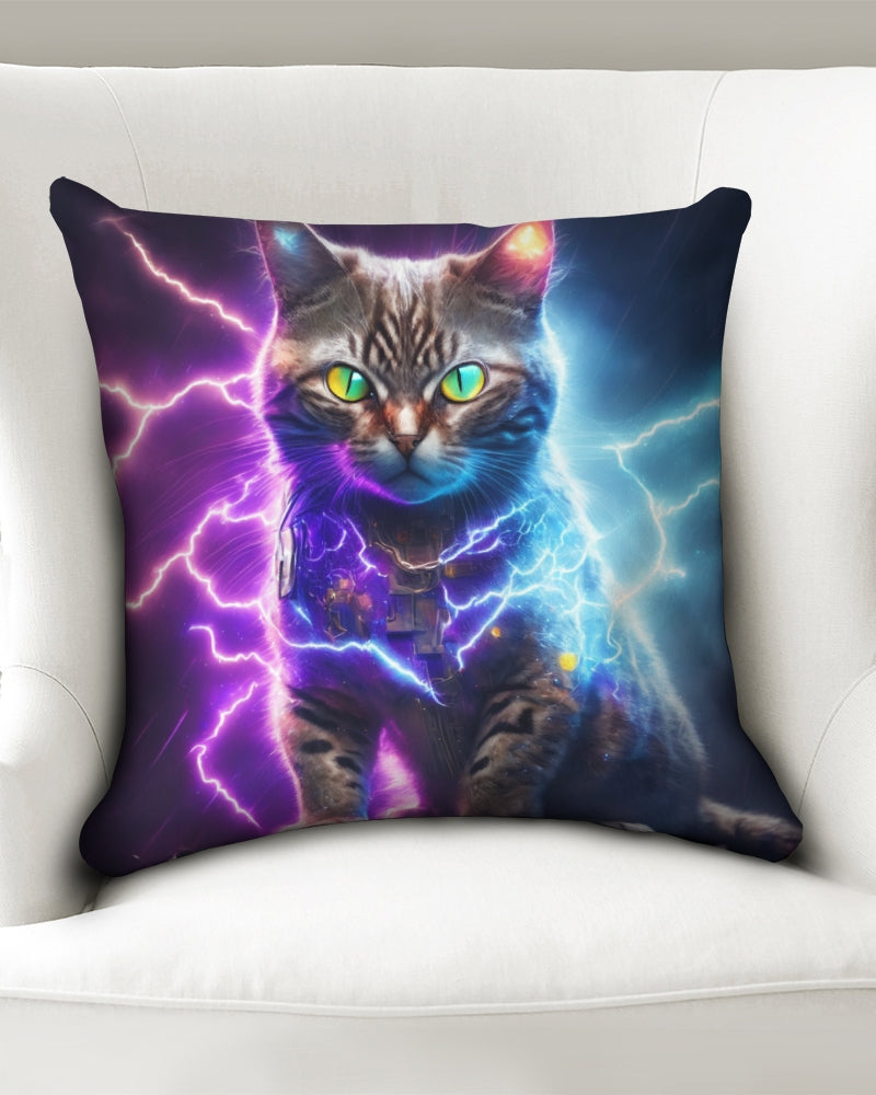Neon Cat Throw Pillow Case 18"x18"