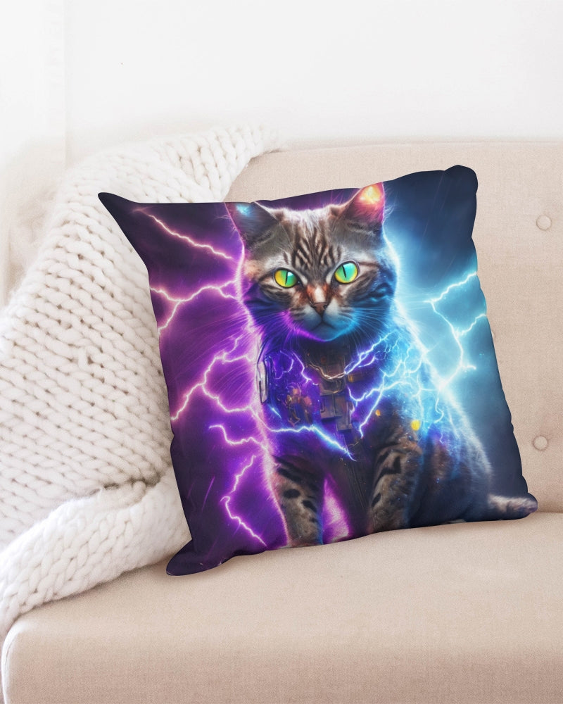 Neon Cat Throw Pillow Case 20"x20"