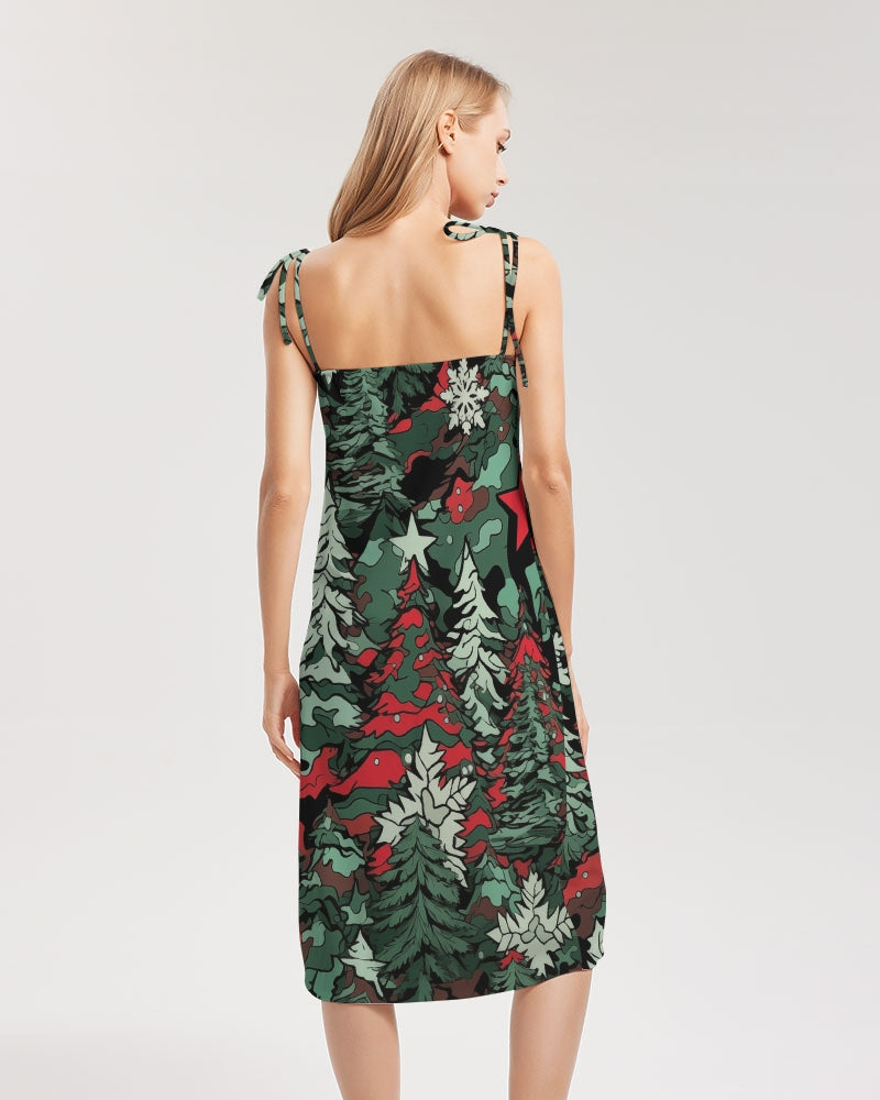 Tis The Seasoning Camo Women's Tie Strap Split Dress