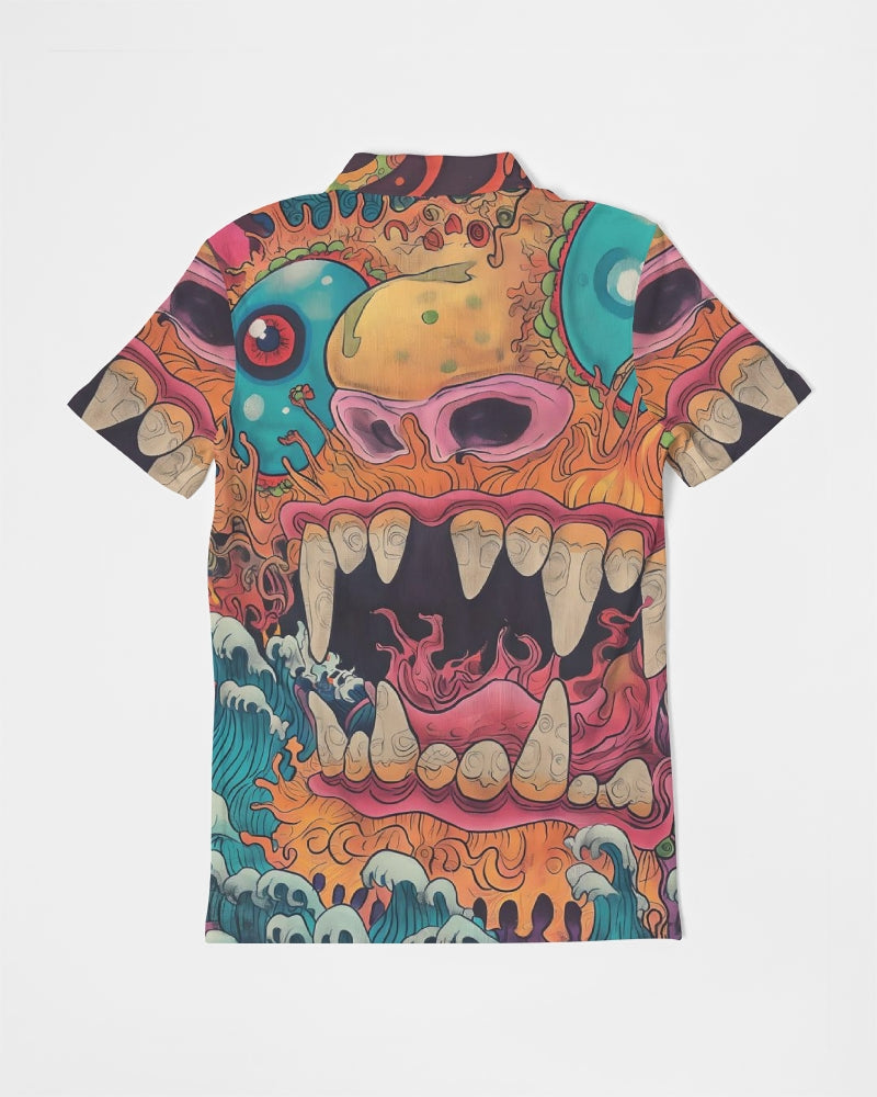Cobra Kai Men's All-Over Print Slim Fit Short Sleeve Polo