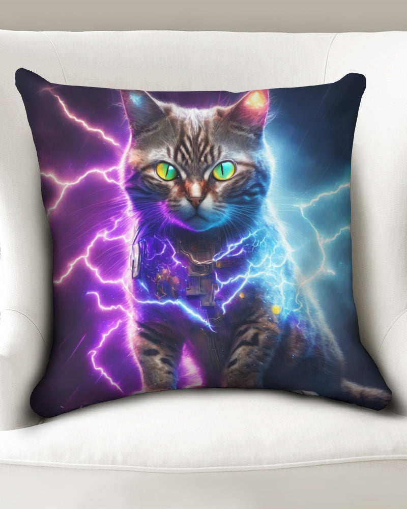 Neon Cat Throw Pillow Case 20"x20"