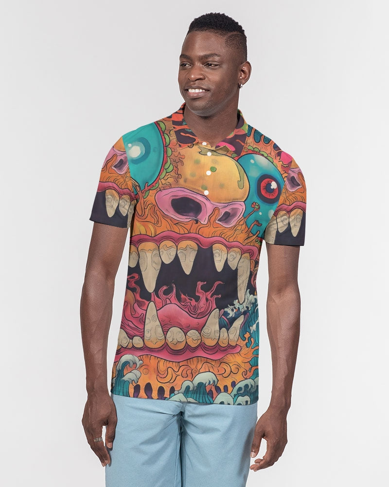 Cobra Kai Men's All-Over Print Slim Fit Short Sleeve Polo
