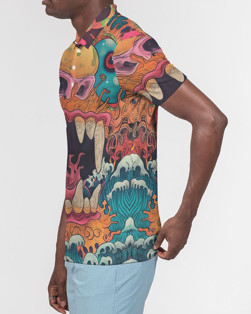 Cobra Kai Men's All-Over Print Slim Fit Short Sleeve Polo