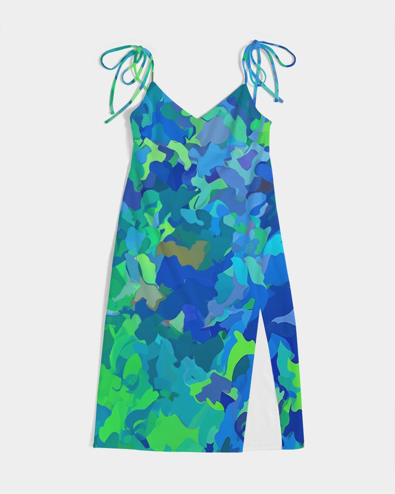 Atlantis Camo Women's Tie Strap Split Dress