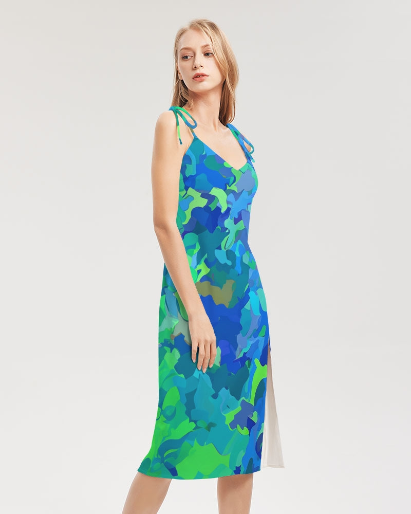 Atlantis Camo Women's Tie Strap Split Dress