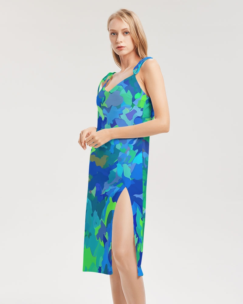 Atlantis Camo Women's Tie Strap Split Dress