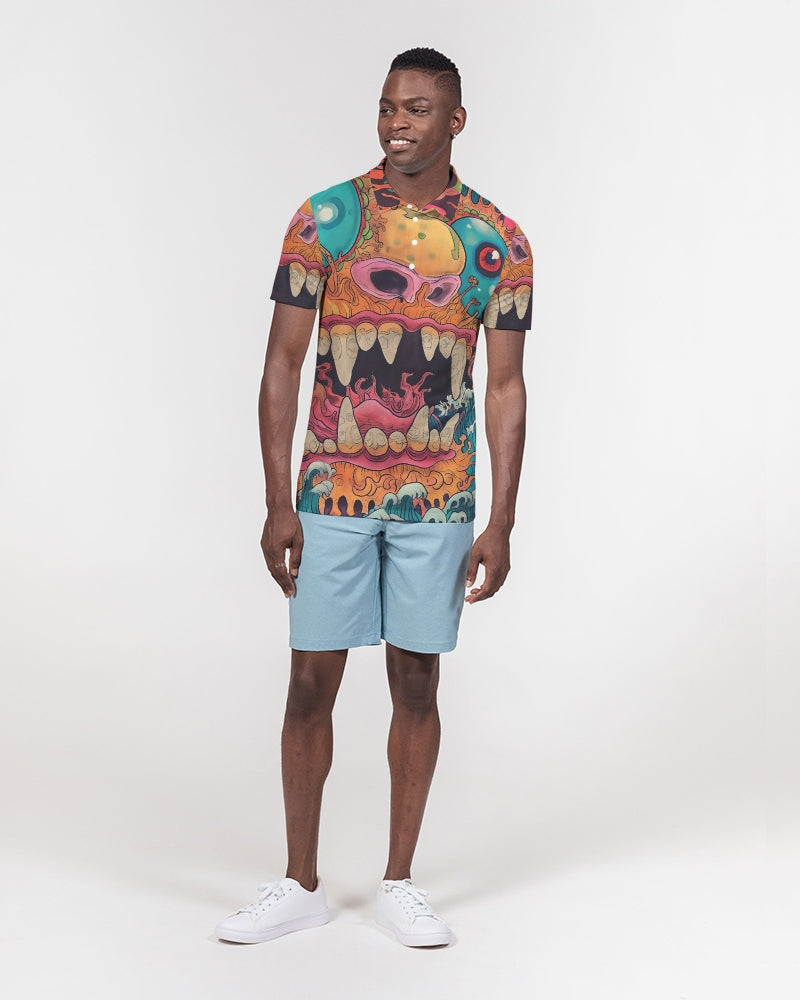 Cobra Kai Men's All-Over Print Slim Fit Short Sleeve Polo