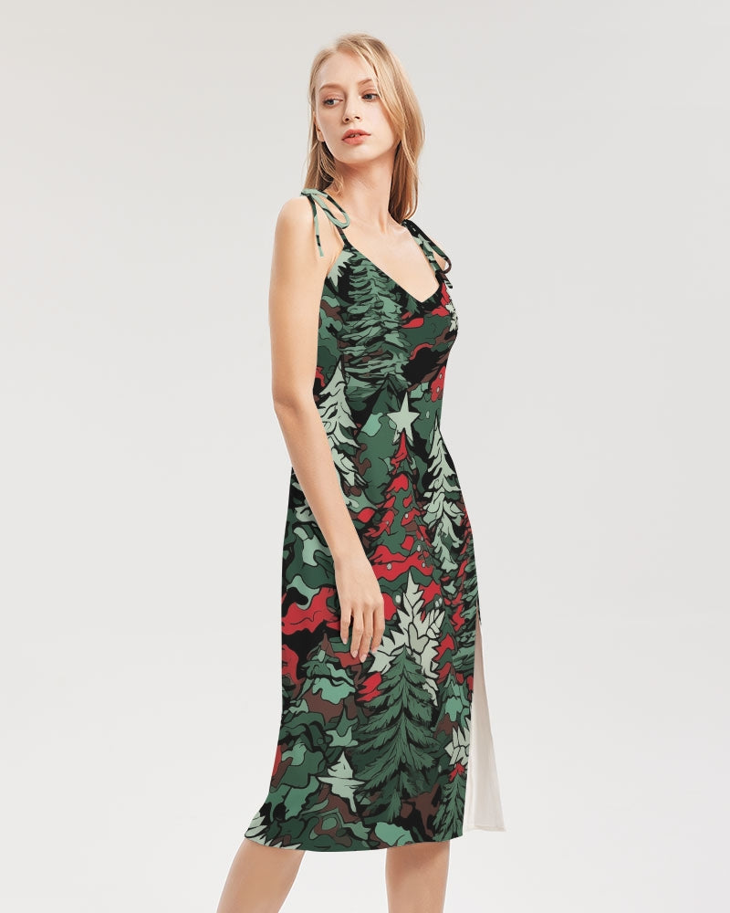 Tis The Seasoning Camo Women's Tie Strap Split Dress