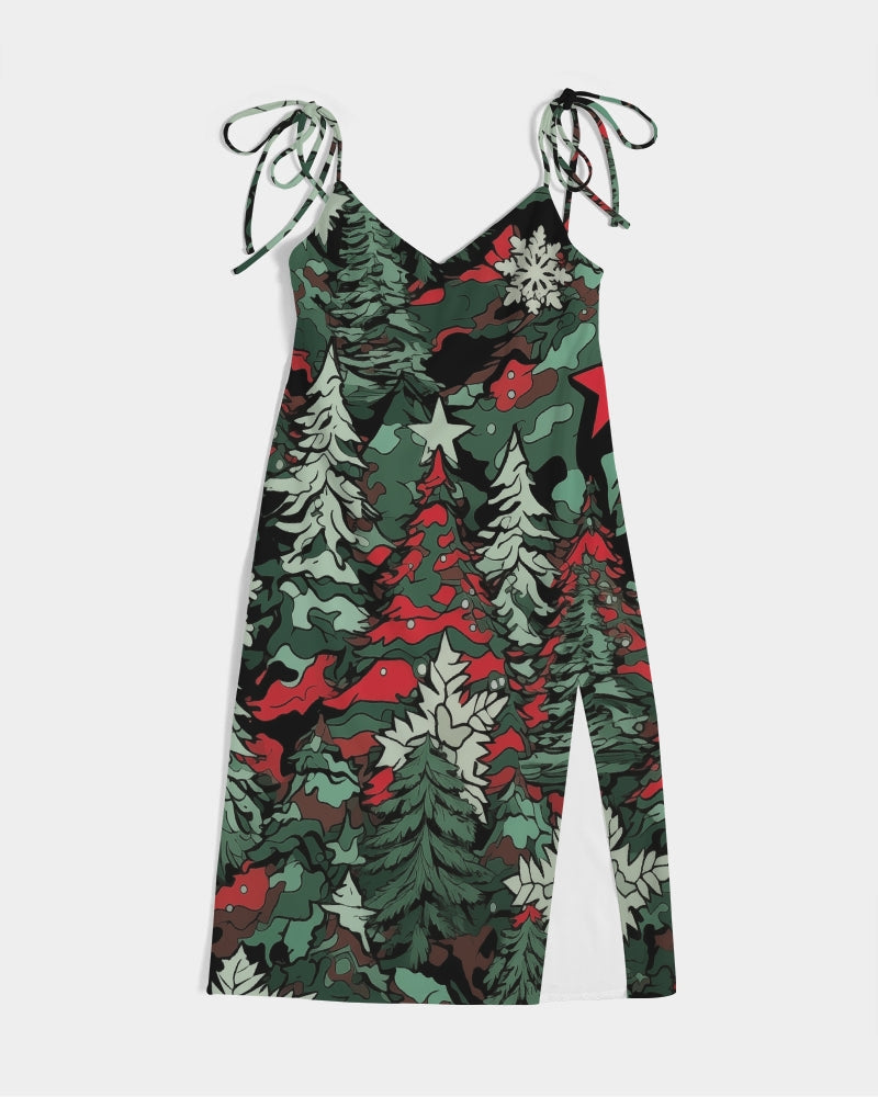 Tis The Seasoning Camo Women's Tie Strap Split Dress
