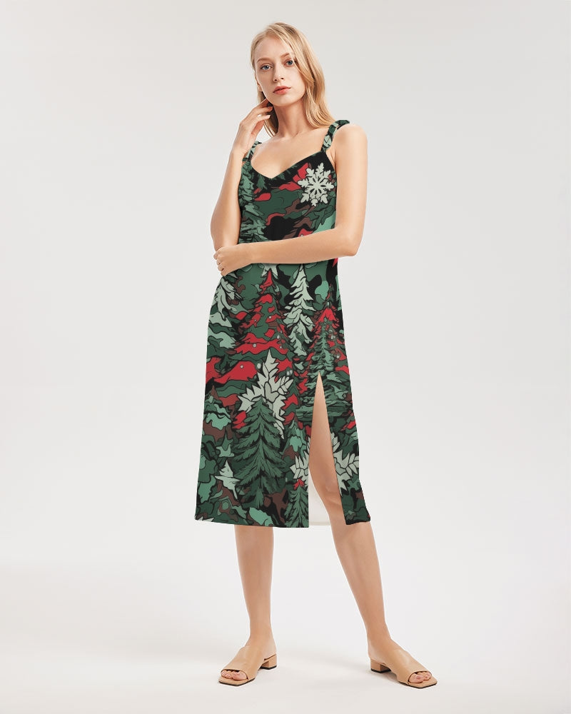 Tis The Seasoning Camo Women's Tie Strap Split Dress