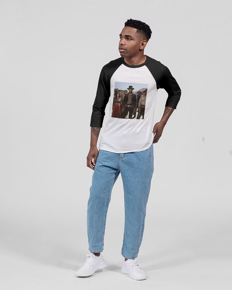 Cowboys and Spaceships Unisex Three-Quarter Sleeve Baseball Tee | Bella + Canvas