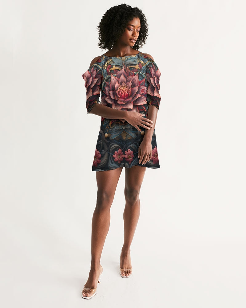Lotus Women's Open Shoulder A-Line Dress