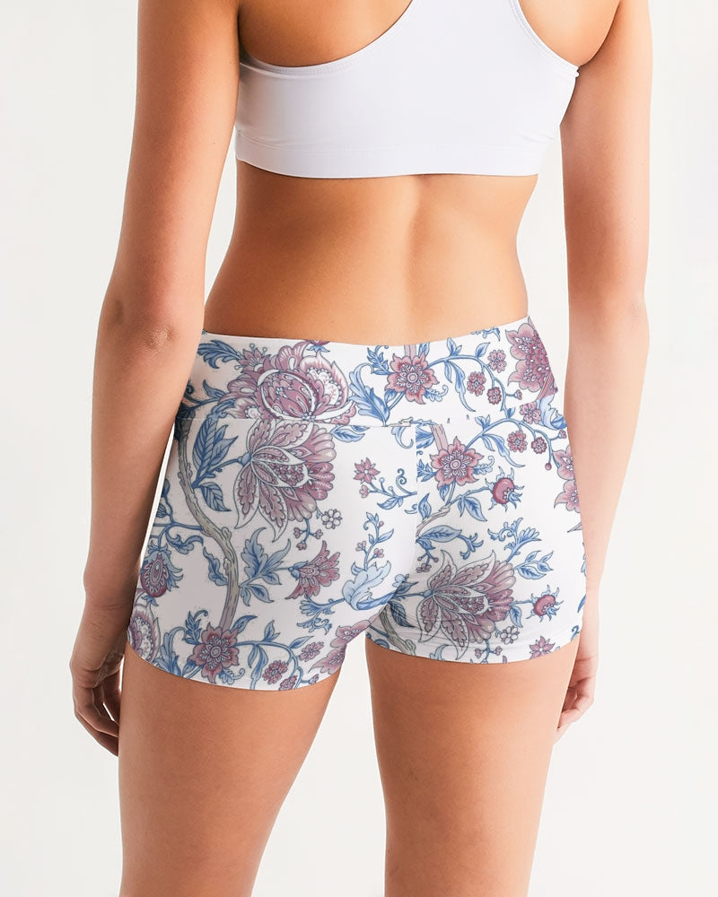 JACOBEAN FLORAL Women's Mid-Rise Yoga Shorts