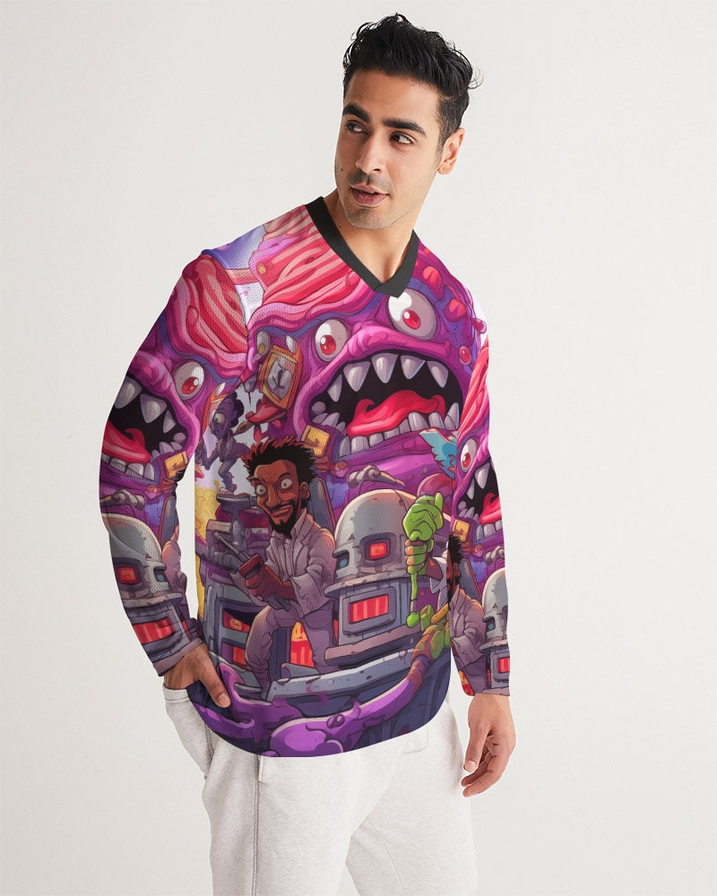 Bubble trouble Men's All-Over Print Long Sleeve Sports Jersey