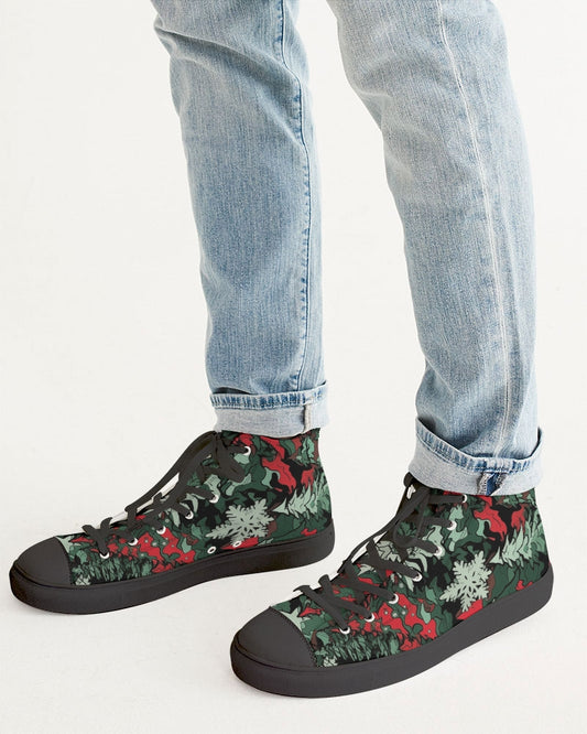 Tis The Seasoning Camo Men's Hightop Canvas Shoe - Black