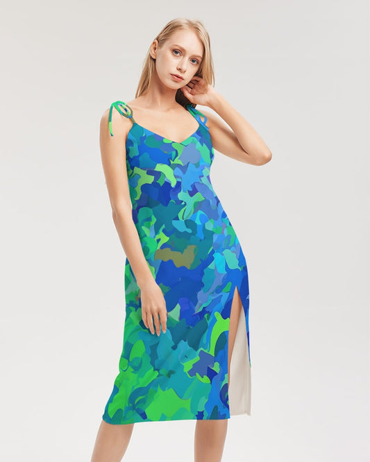 Atlantis Camo Women's Tie Strap Split Dress