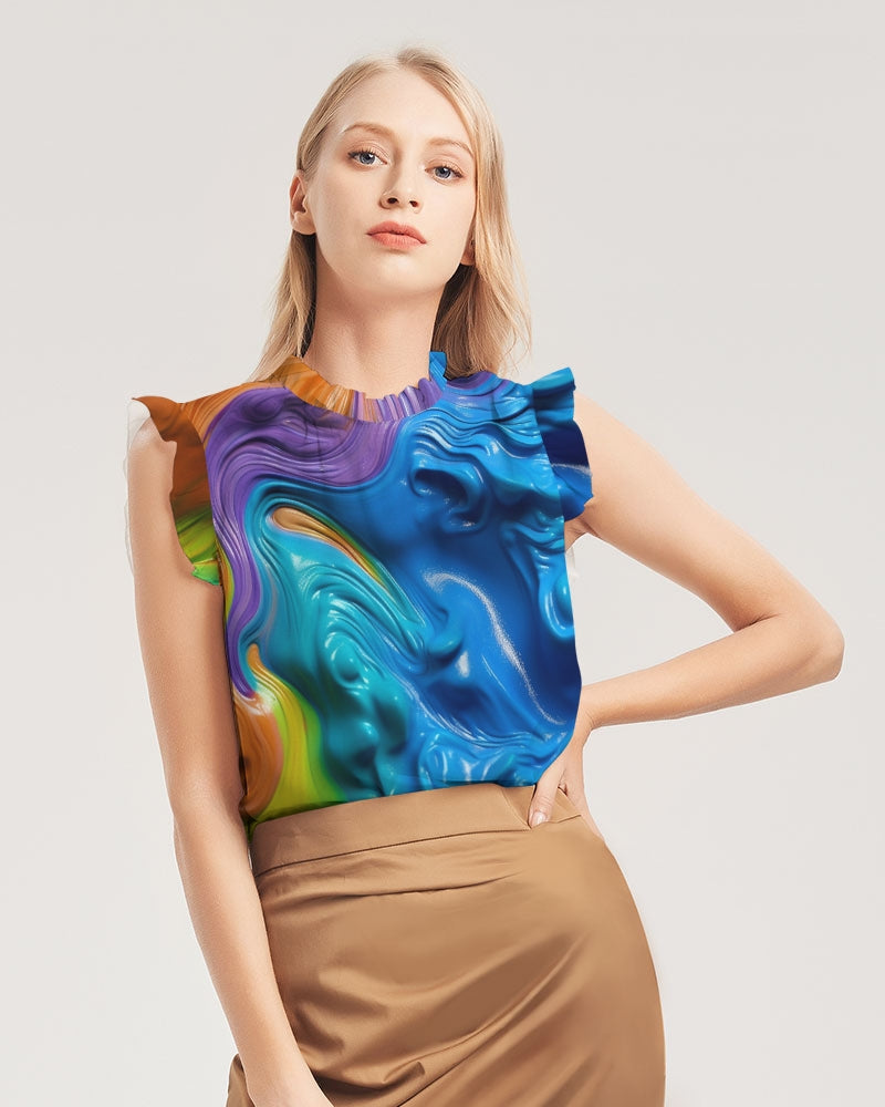 Candy Paint Women's Ruffle Sleeve Top